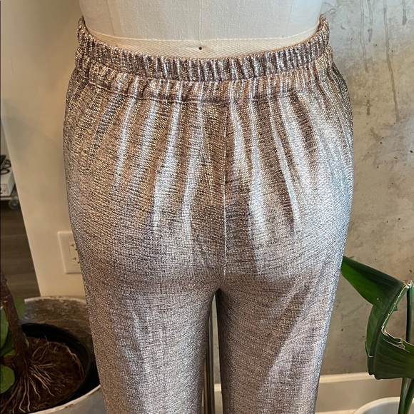 Skies Are Blue Metallic Silver Wide-Leg Pants - Picture 4 of 7